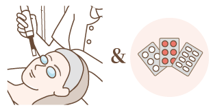 美白内服薬とレーザーのイラスト